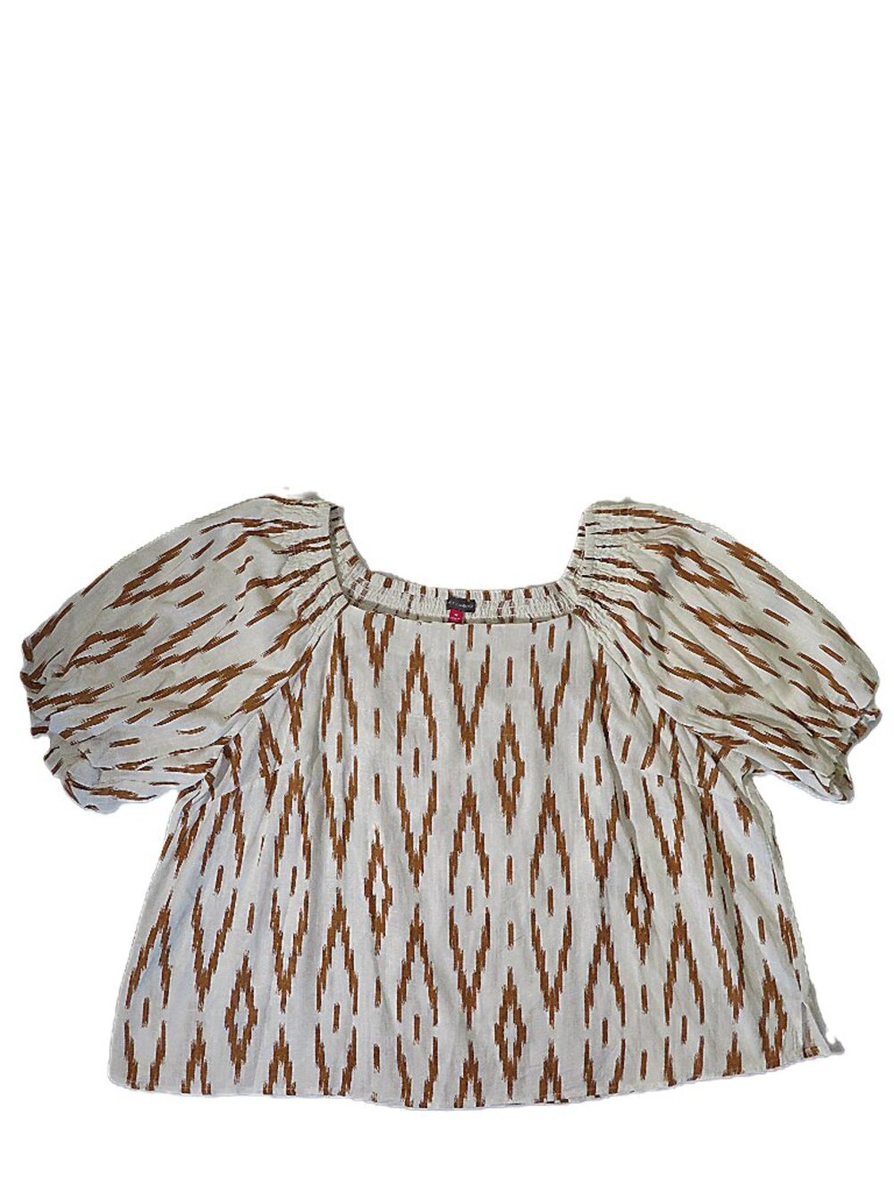 NWOT Vince Camuto Ikat Print Rayon Linen Puff Sleeve Top Size 3X